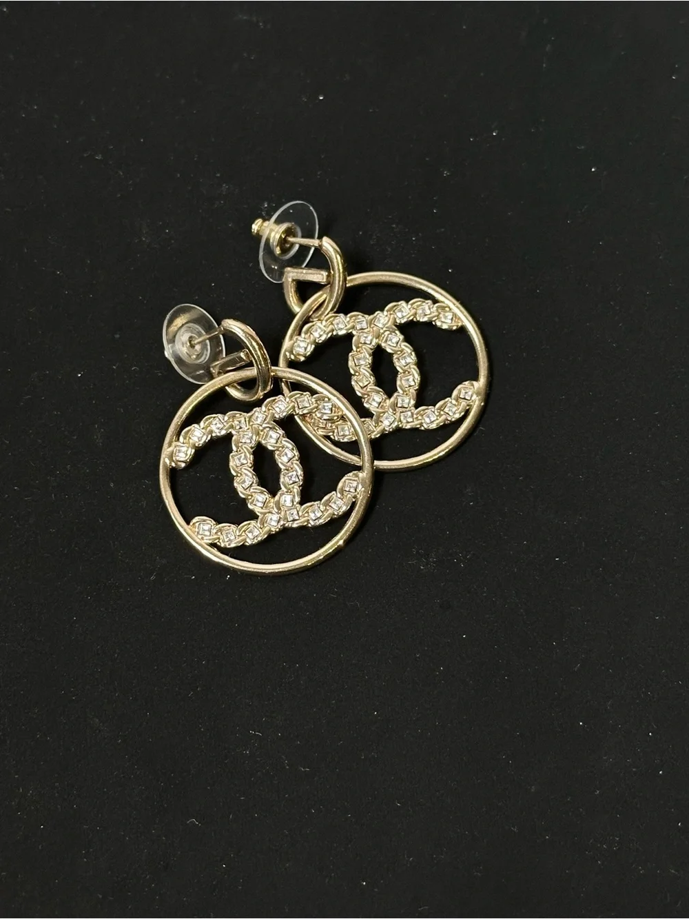 Chanel Gold-Tone Interlocking Circle Drop Earrings